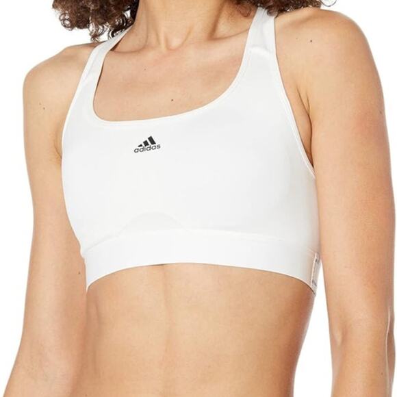 Adidas Sports Bra, Women's Plus 2X, White Powerreact Medium Support Training Bra - Picture 7 of 8